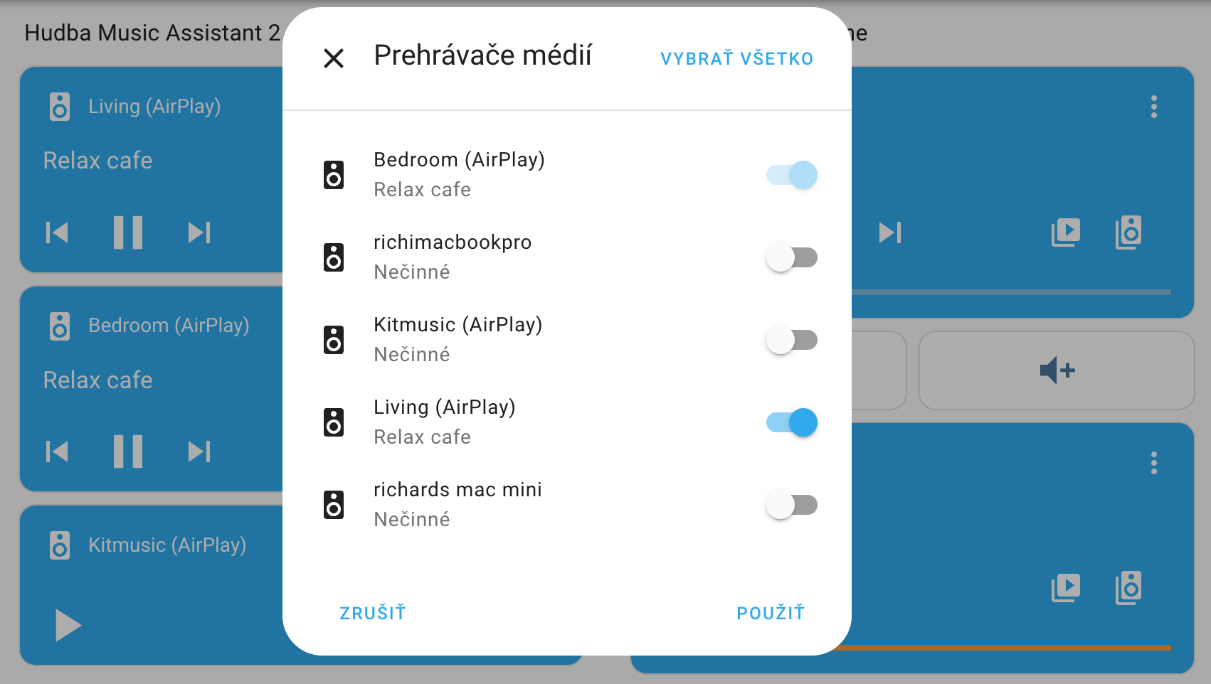 Pripojenie do skupiny prehrávačov médií alter-text