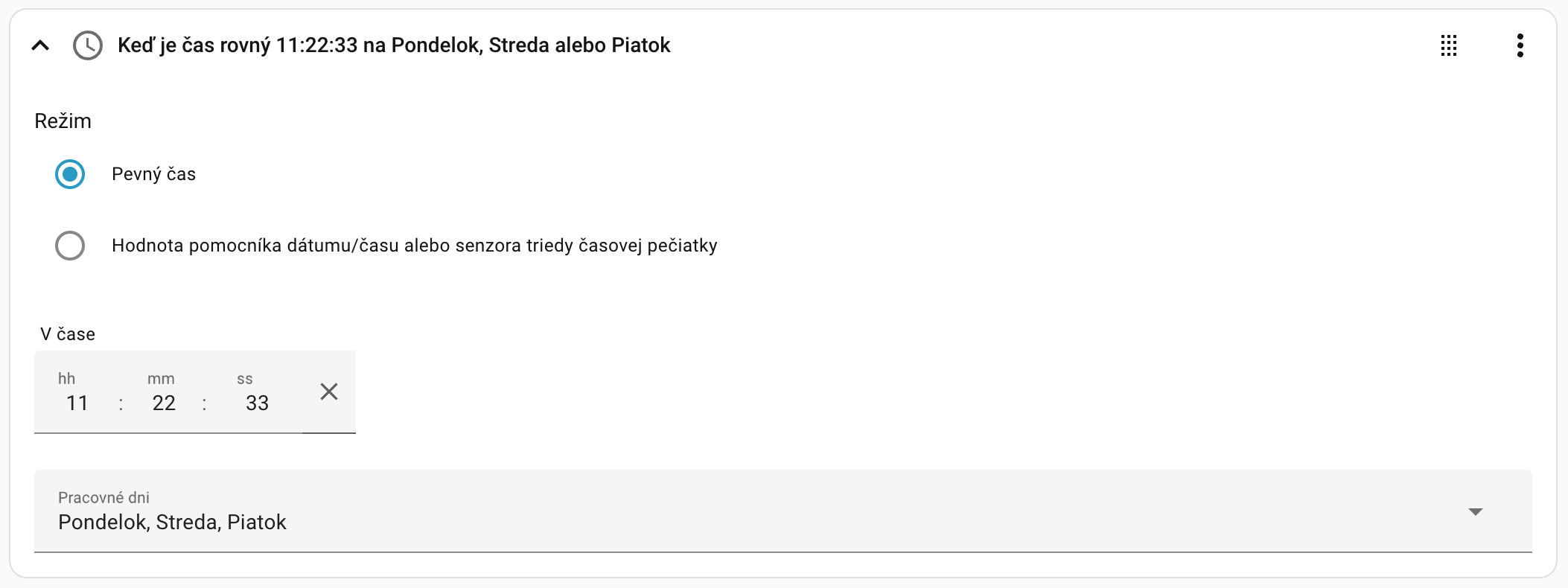 Časový spúšťač s možnosťou nastavenia dní v týždni alter-text